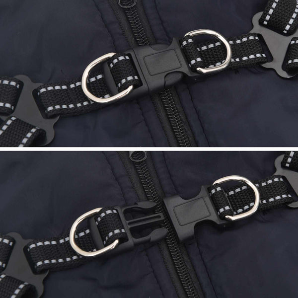 vidaXL Dog Coat Navy L32 Fleece and Polyester