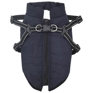vidaXL Dog Coat Navy Blue L36 Fleece and Polyester