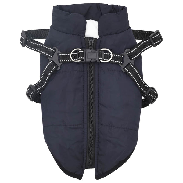 vidaXL Dog Coat Navy Blue L36 Fleece and Polyester