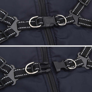 vidaXL Dog Coat Navy L44 Fleece and Polyester