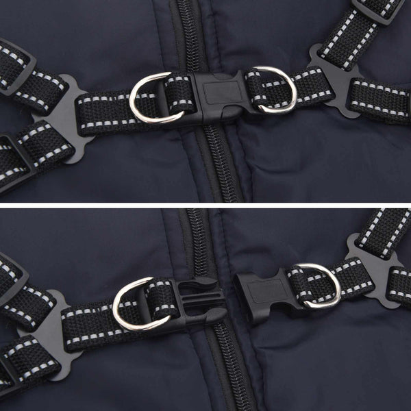 vidaXL Dog Coat Navy L44 Fleece and Polyester