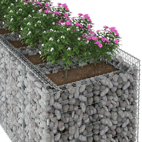 Gabionen-Hochbeet 4er-Set, Silber