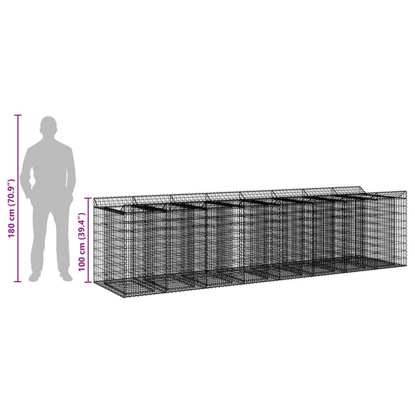 Gabionen-Hochbeet 4er-Set, Silber