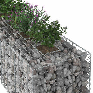 Gabionen Hochbeet 2er Set Silber 340cm