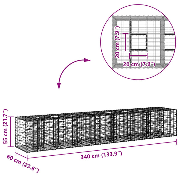 Gabionen Hochbeet 2er Set Silber 340cm