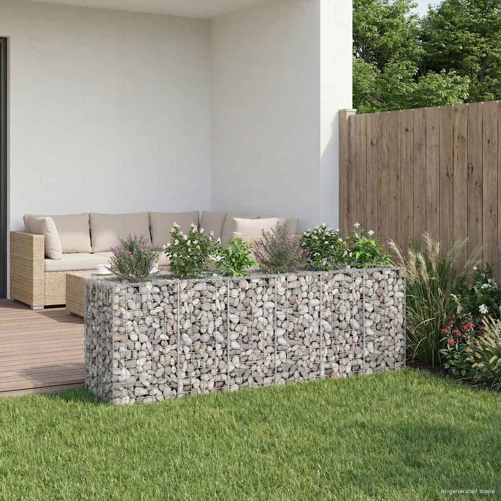 Gabionen Hochbeet Silber 250x50x80cm, 2er Set
