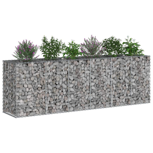 Gabionen Hochbeet Silber 250x50x80cm, 2er Set