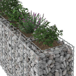 Gabionen Hochbeet Silber 250x50x80cm, 2er Set