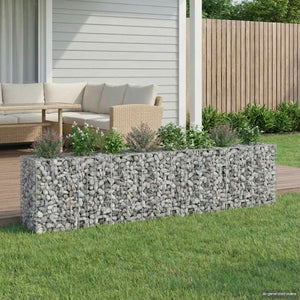 Gabionen Hochbeet Silber 330x50x80cm, 2er Set