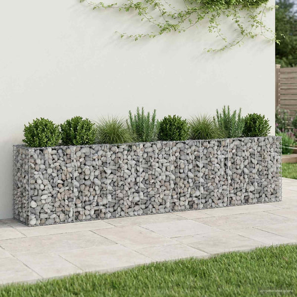 Gabionen Hochbeet Silber 330x50x80cm, 2er Set