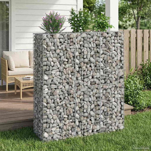 Gabionen Hochbeet 2er Set Silber 130x50x150cm