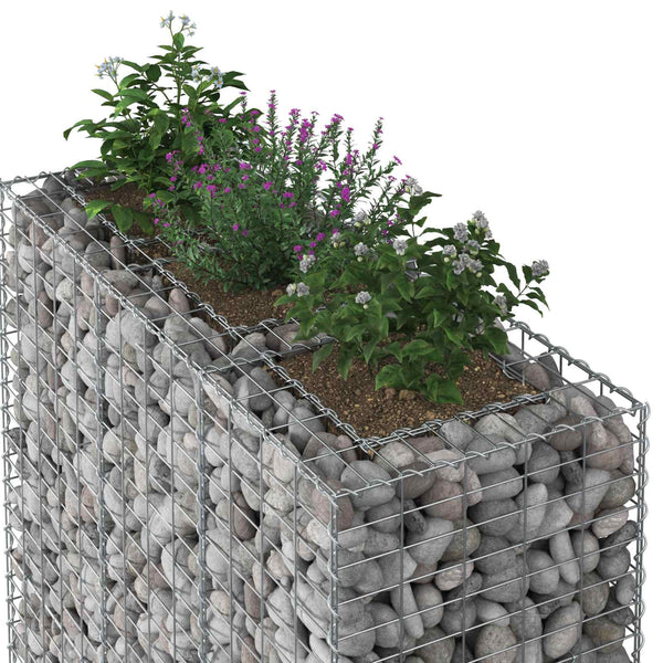 Gabionen Hochbeet 2er Set Silber 130x50x150cm