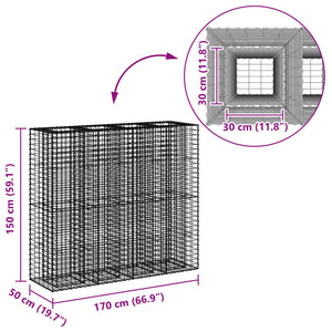 Gabionen Hochbeet 2er Set Silber 170cm
