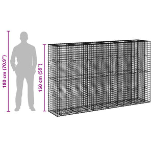 Gabionen Hochbeet 3er Set Silber 250x50x150cm