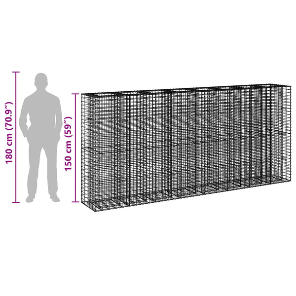 Gabionen Hochbeet 330x50x150cm, 4er Set