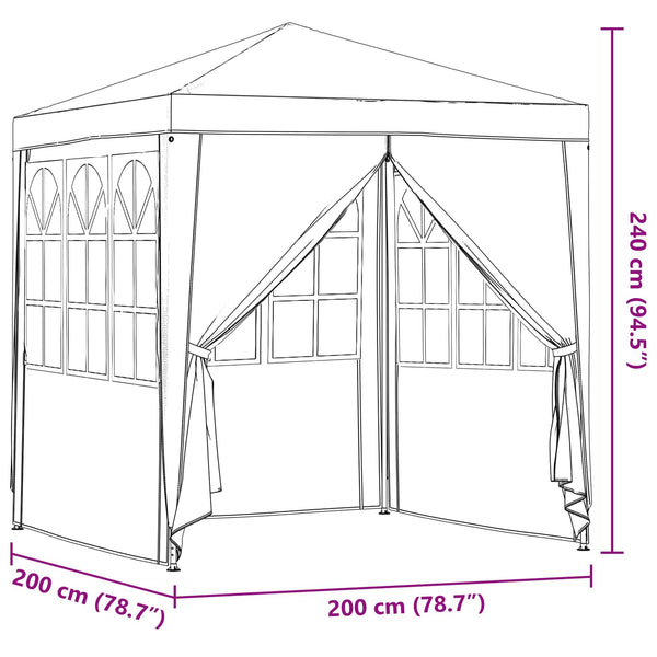 vidaXL Party Tent Light Grey 200 x 200 x 240 cm PE and Steel