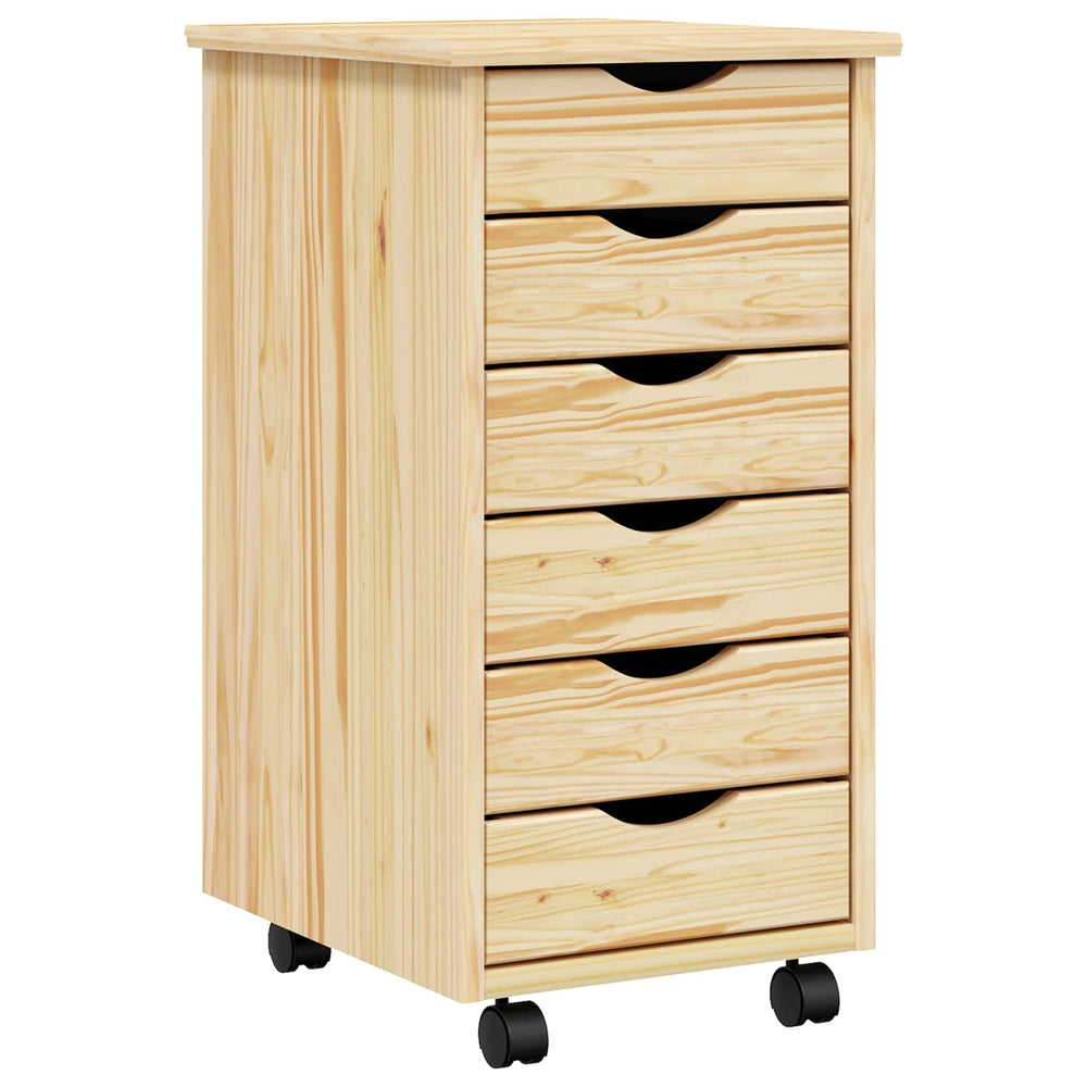 vidaXL Rolling Cabinet with Drawers MOSS Clear Lacquer 34 x 39 x 65.5 cm