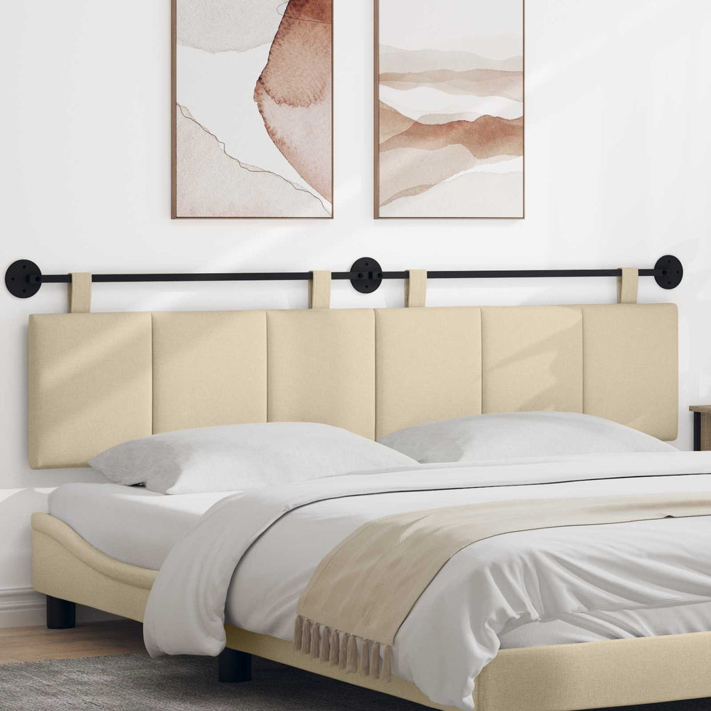 vidaXL Wall-Mounted Headboard Cream Fabric