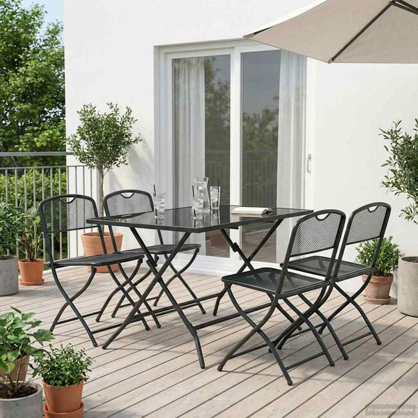 vidaXL Garden Furniture Set 5 pcs Anthracite Iron and Steel