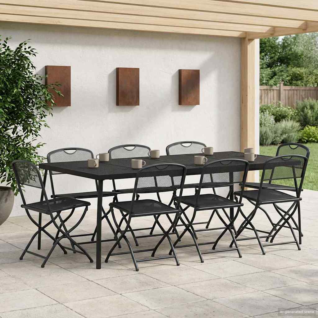 vidaXL Garden Furniture Set 9 pcs Anthracite Iron and Steel