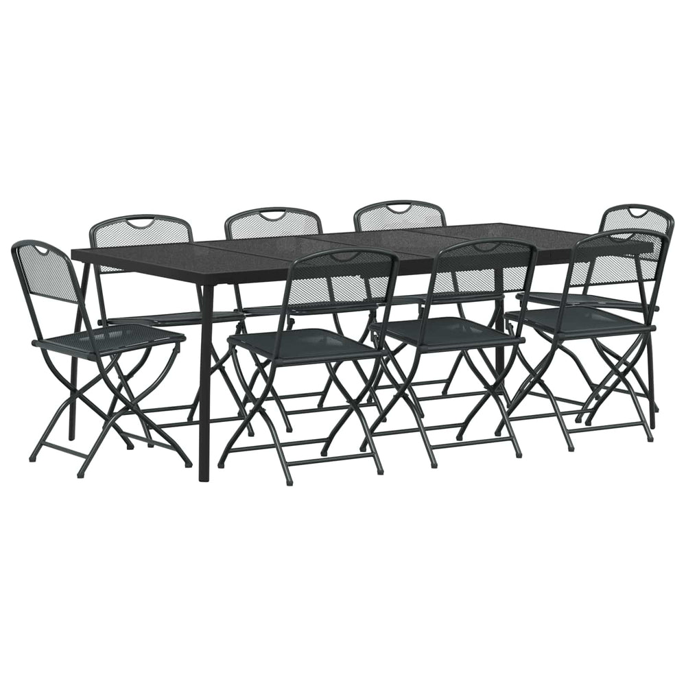 vidaXL Garden Furniture Set 9 pcs Anthracite Iron and Steel