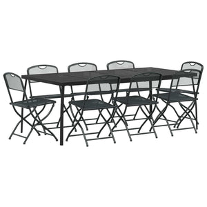 vidaXL Garden Furniture Set 9 pcs Anthracite Iron and Steel