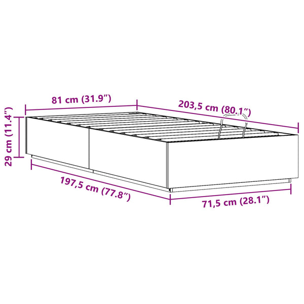 vidaXL Ottoman Bed Frame Natural 80 x 200 cm Solid Pine Wood