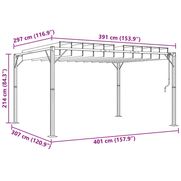 Grüner Pavillon mit Lamellendach 3x4m