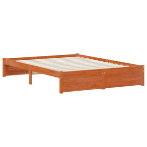 vidaXL Bed Frame with Storage Headboard Waxed Brown 140 x 190 cm