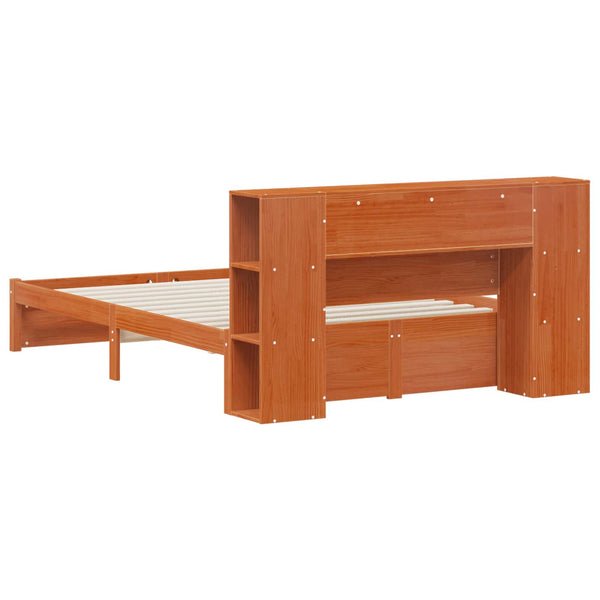 vidaXL Bed Frame with Storage Headboard Waxed Brown 140 x 190 cm