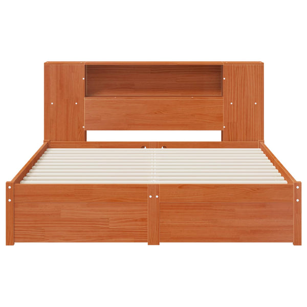 vidaXL Bed Frame with Storage Headboard Waxed Brown 140 x 190 cm