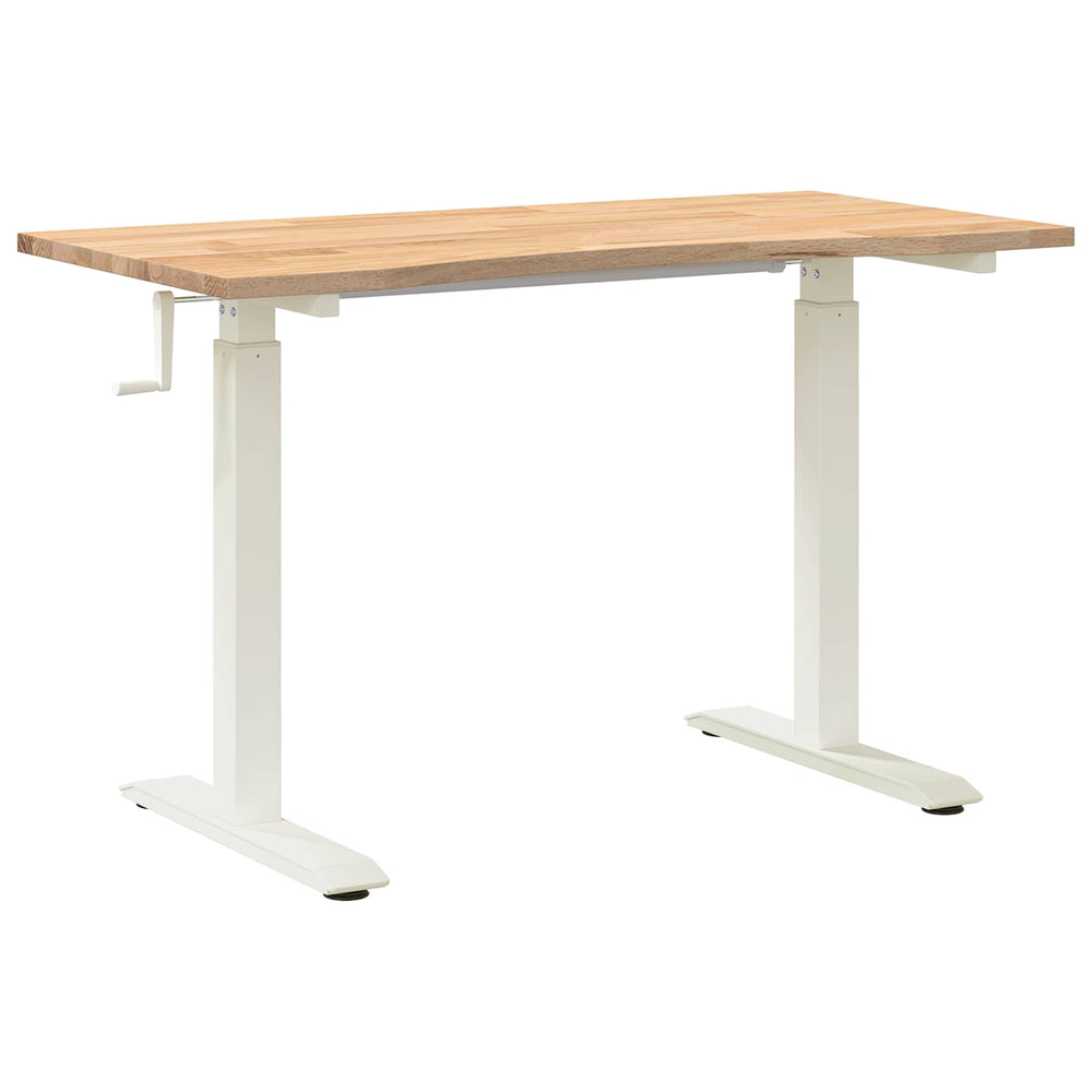 vidaXL Desk White and Natural 120 x 60 cm Solid Oak Wood