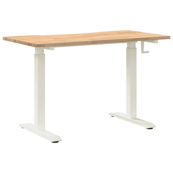 vidaXL Desk White and Natural 120 x 60 cm Solid Oak Wood