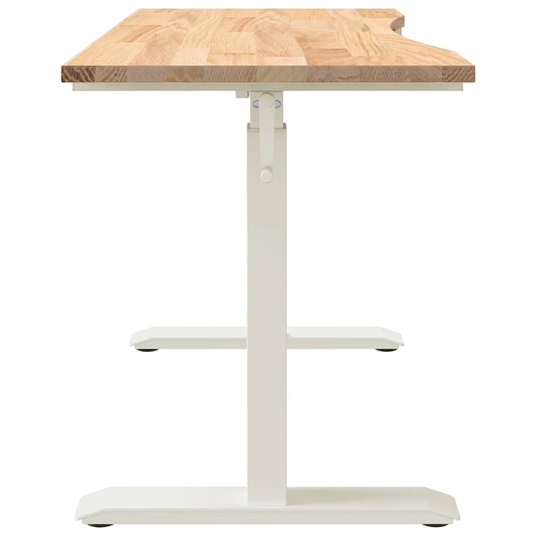 vidaXL Desk White and Natural 120 x 60 cm Solid Oak Wood