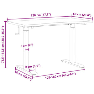 vidaXL Desk White and Natural 120 x 60 cm Solid Oak Wood