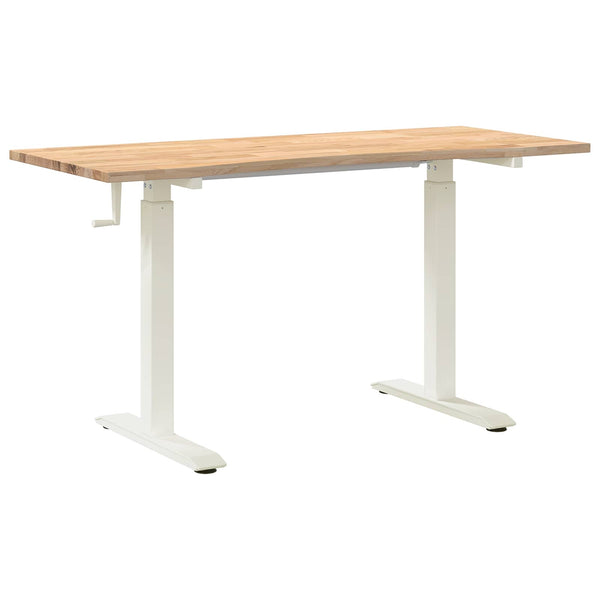 vidaXL Desk White and Natural 140 x 60 cm Solid Oak