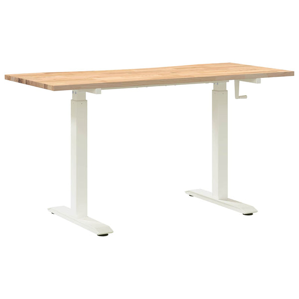 vidaXL Desk White and Natural 140 x 60 cm Solid Oak