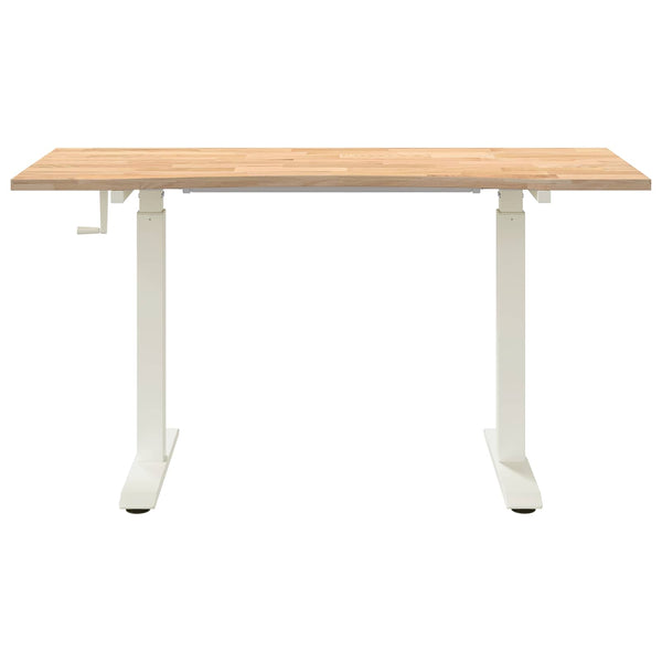 vidaXL Desk White and Natural 140 x 60 cm Solid Oak