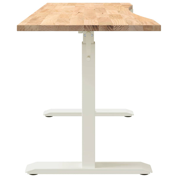vidaXL Desk White and Natural 140 x 60 cm Solid Oak