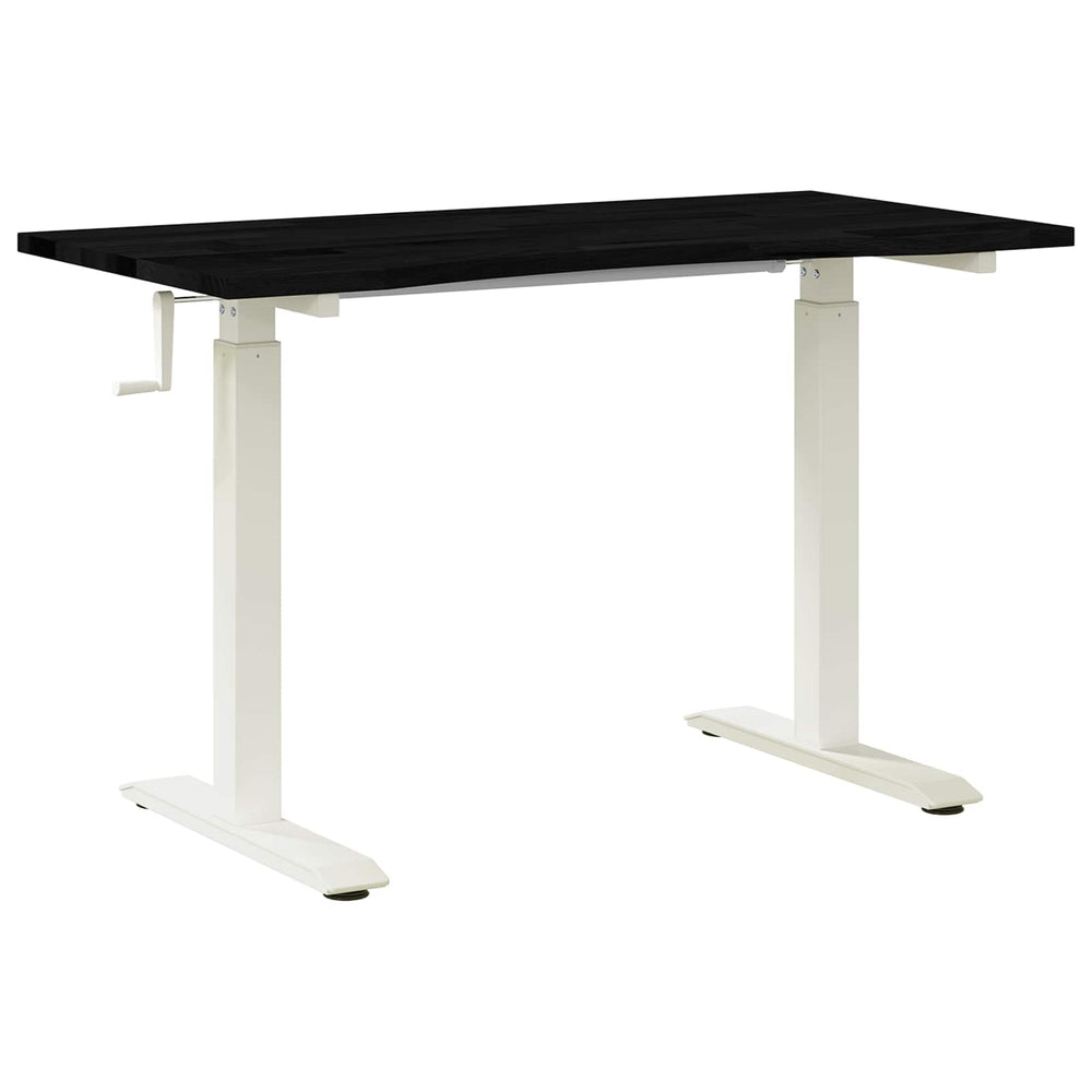 vidaXL Desk White and Dark Brown 120 x 60 cm Solid Oak Wood