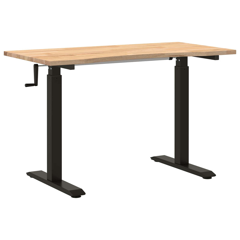 vidaXL Desk Black and Natural 120 x 60 cm Solid Oak Wood