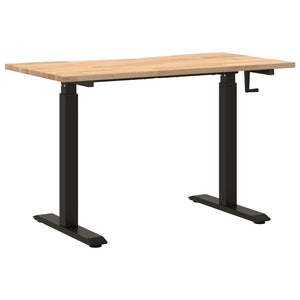 vidaXL Desk Black and Natural 120 x 60 cm Solid Oak Wood