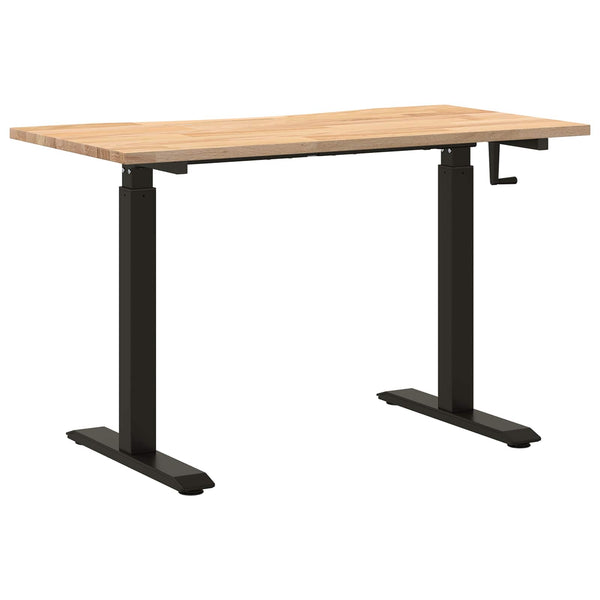 vidaXL Desk Black and Natural 120 x 60 cm Solid Oak Wood