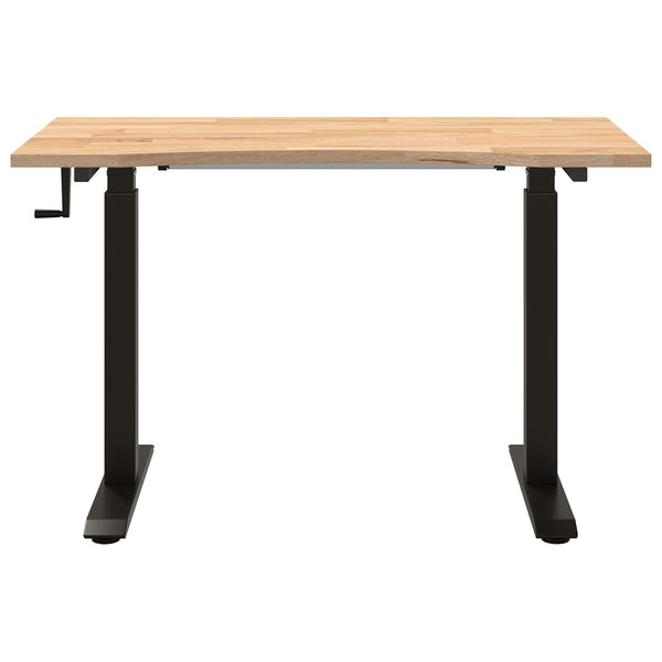 vidaXL Desk Black and Natural 120 x 60 cm Solid Oak Wood