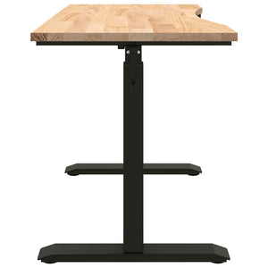 vidaXL Desk Black and Natural 120 x 60 cm Solid Oak Wood