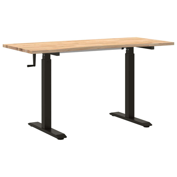 vidaXL Desk Black and Natural 140 x 60 cm Solid Oak Wood
