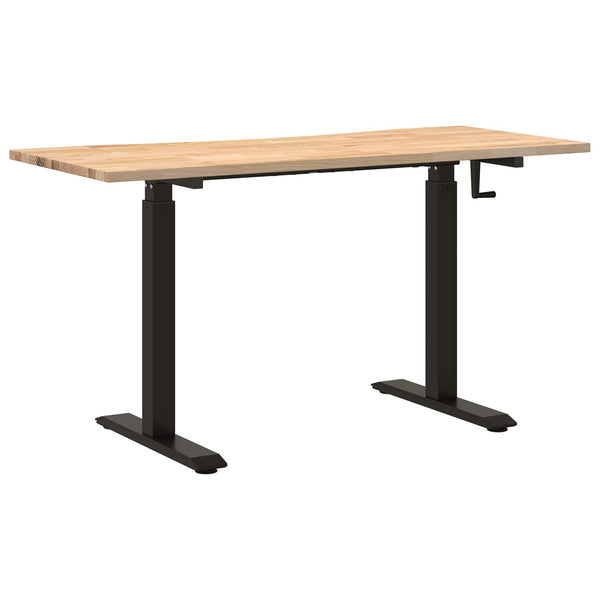 vidaXL Desk Black and Natural 140 x 60 cm Solid Oak Wood