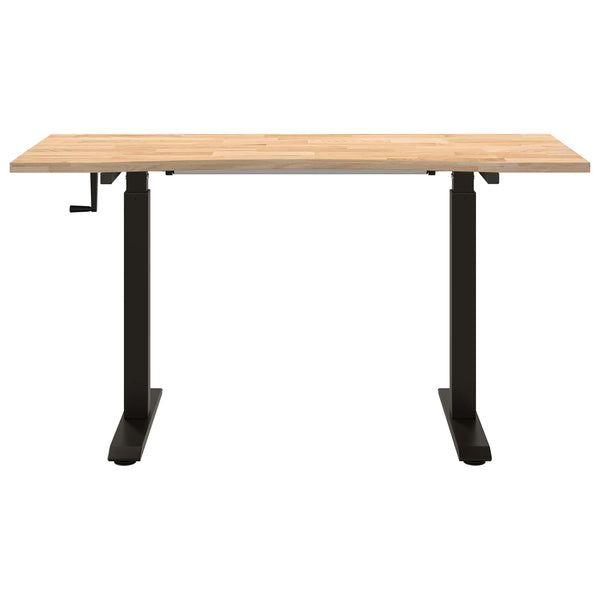 vidaXL Desk Black and Natural 140 x 60 cm Solid Oak Wood