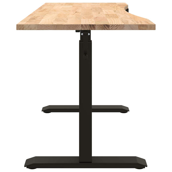 vidaXL Desk Black and Natural 140 x 60 cm Solid Oak Wood
