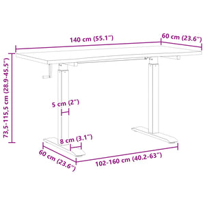 vidaXL Desk Black and Natural 140 x 60 cm Solid Oak Wood